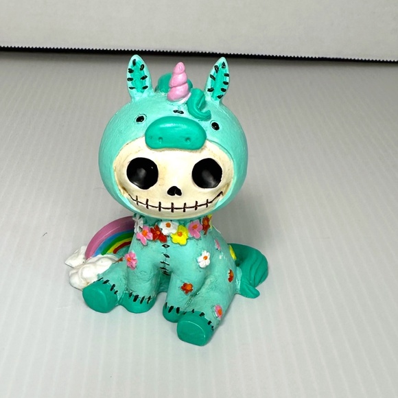 Furrybones Unie Skeleton in Blue Unicorn Costume With Rainbow Figurine - Picture 1 of 5